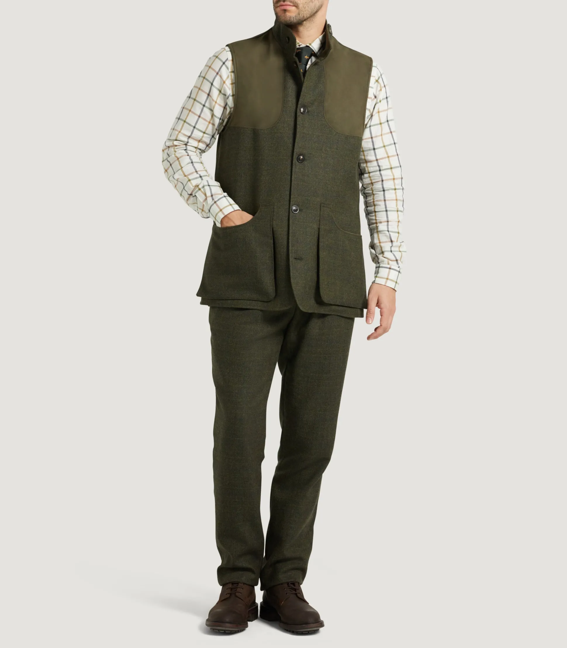 Men's Technical Tweed High Collar Sporting Vest In Strathbeg