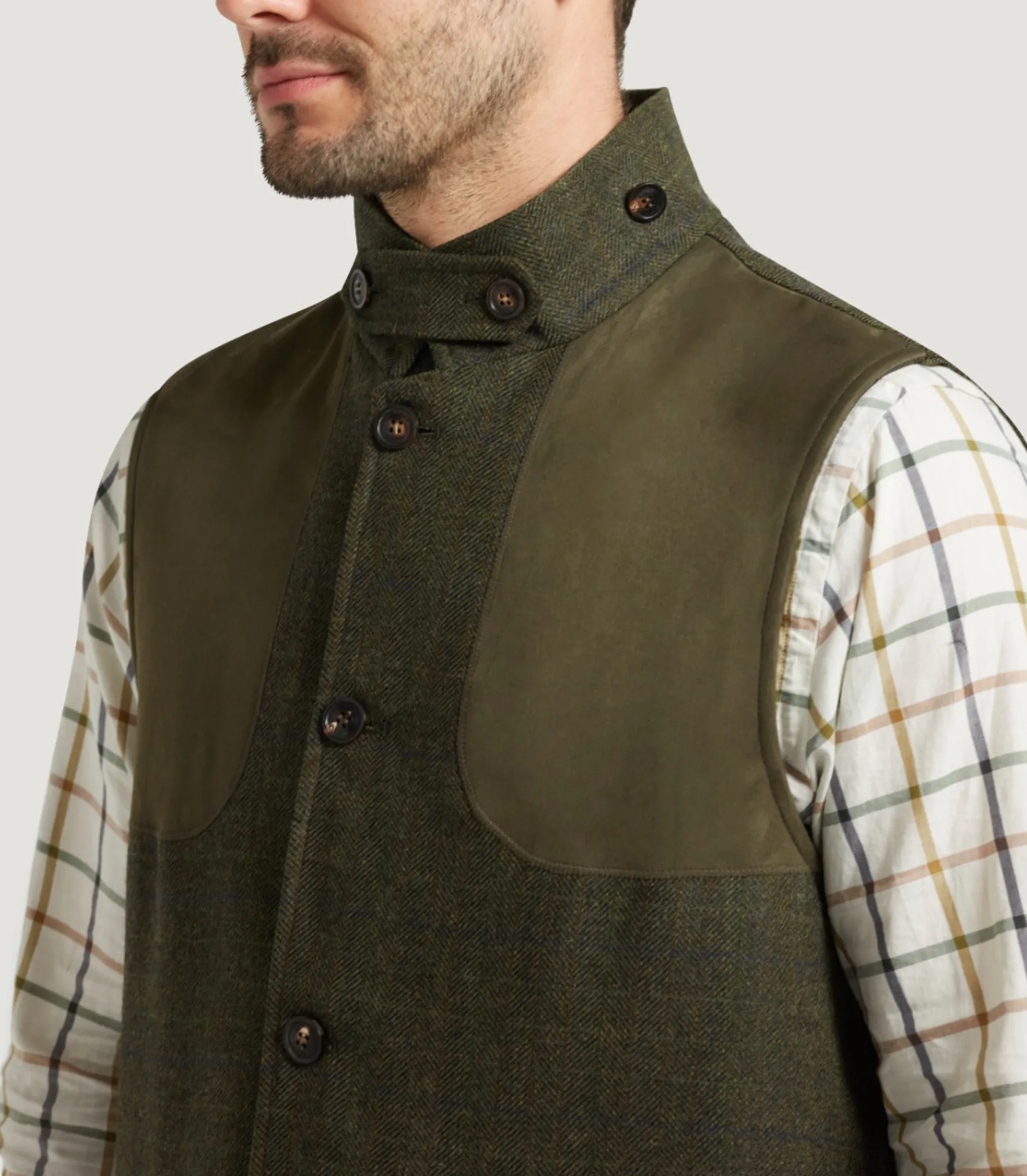Men's Technical Tweed High Collar Sporting Vest In Strathbeg