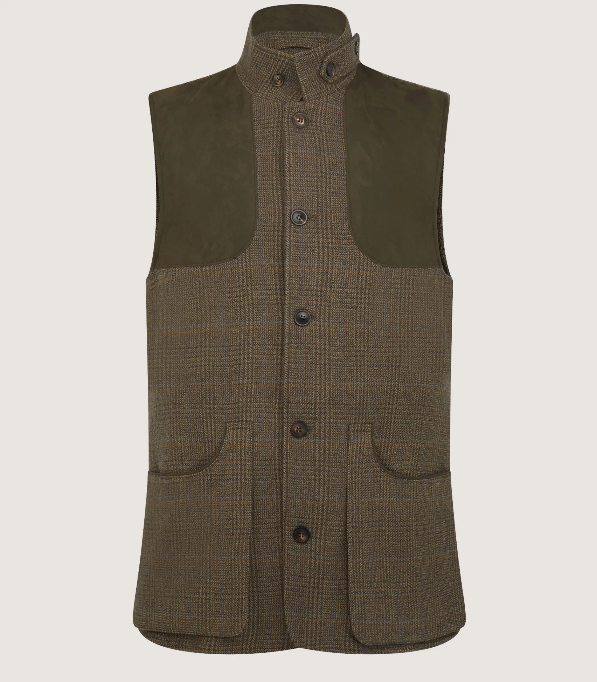 Men's Tweed High Collar Sporting Vest In Morlich