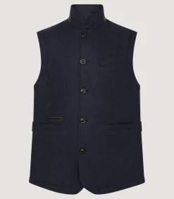 Men's Warwick Stand Collar Gilet in Midnight Navy