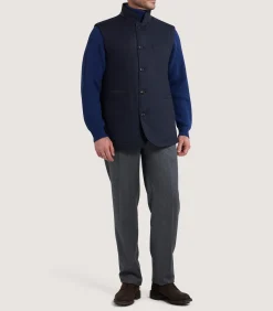 Men's Warwick Stand Collar Gilet in Midnight Navy