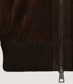 Men's York Suede Zip Front Knitted Cardigan in Chocolate