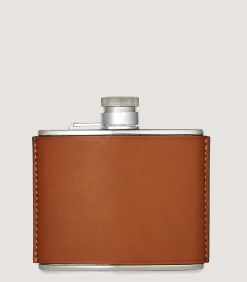 4oz Leather Flask In Tan