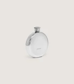 Round Concave Back Pewter Flask In Pewter