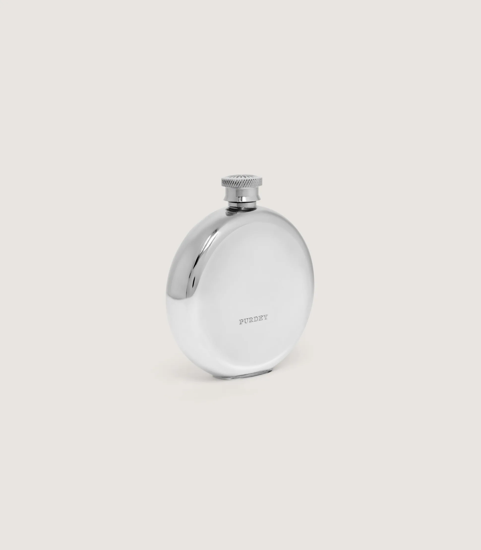 Round Concave Back Pewter Flask In Pewter