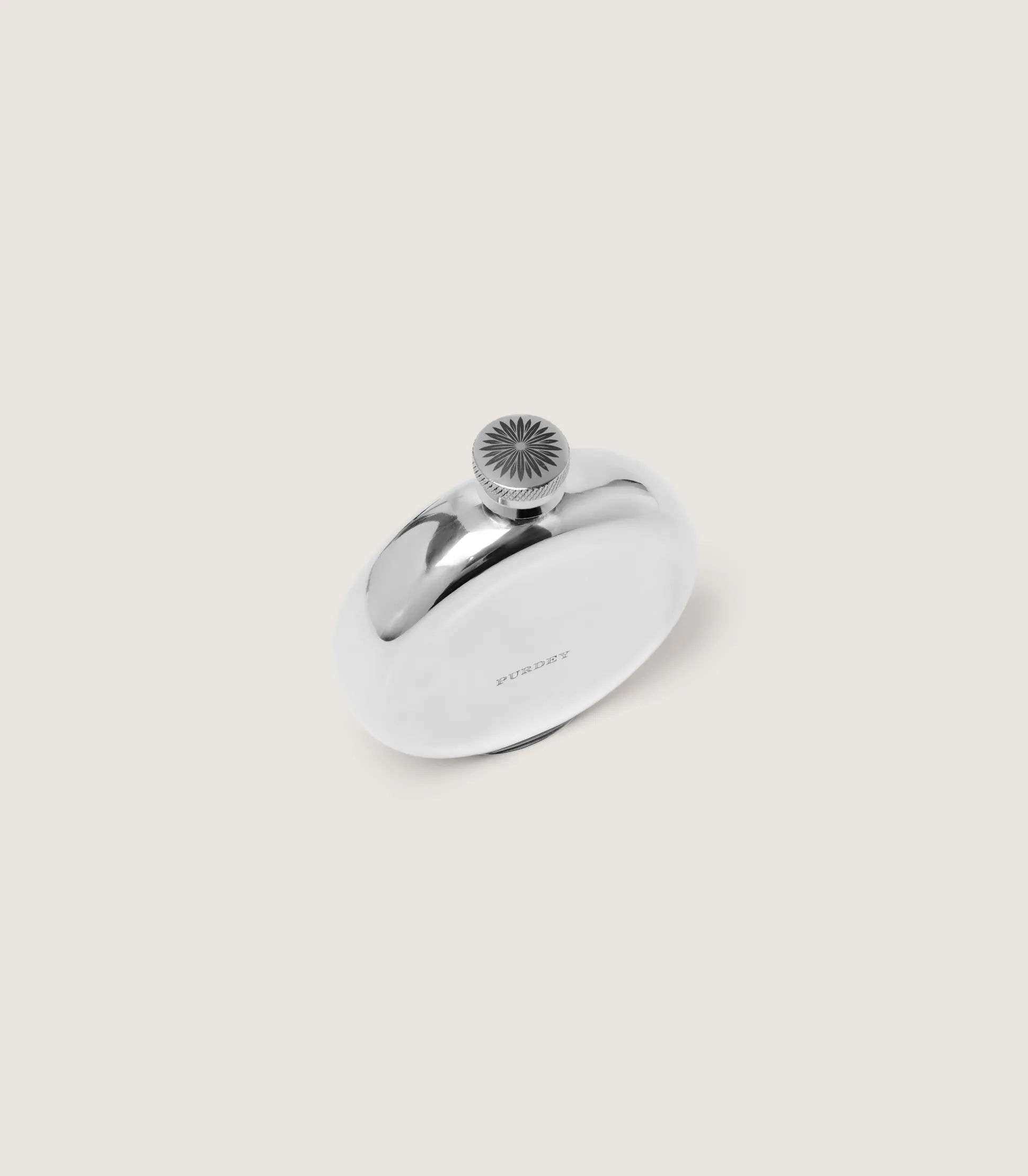 Round Concave Back Pewter Flask In Pewter