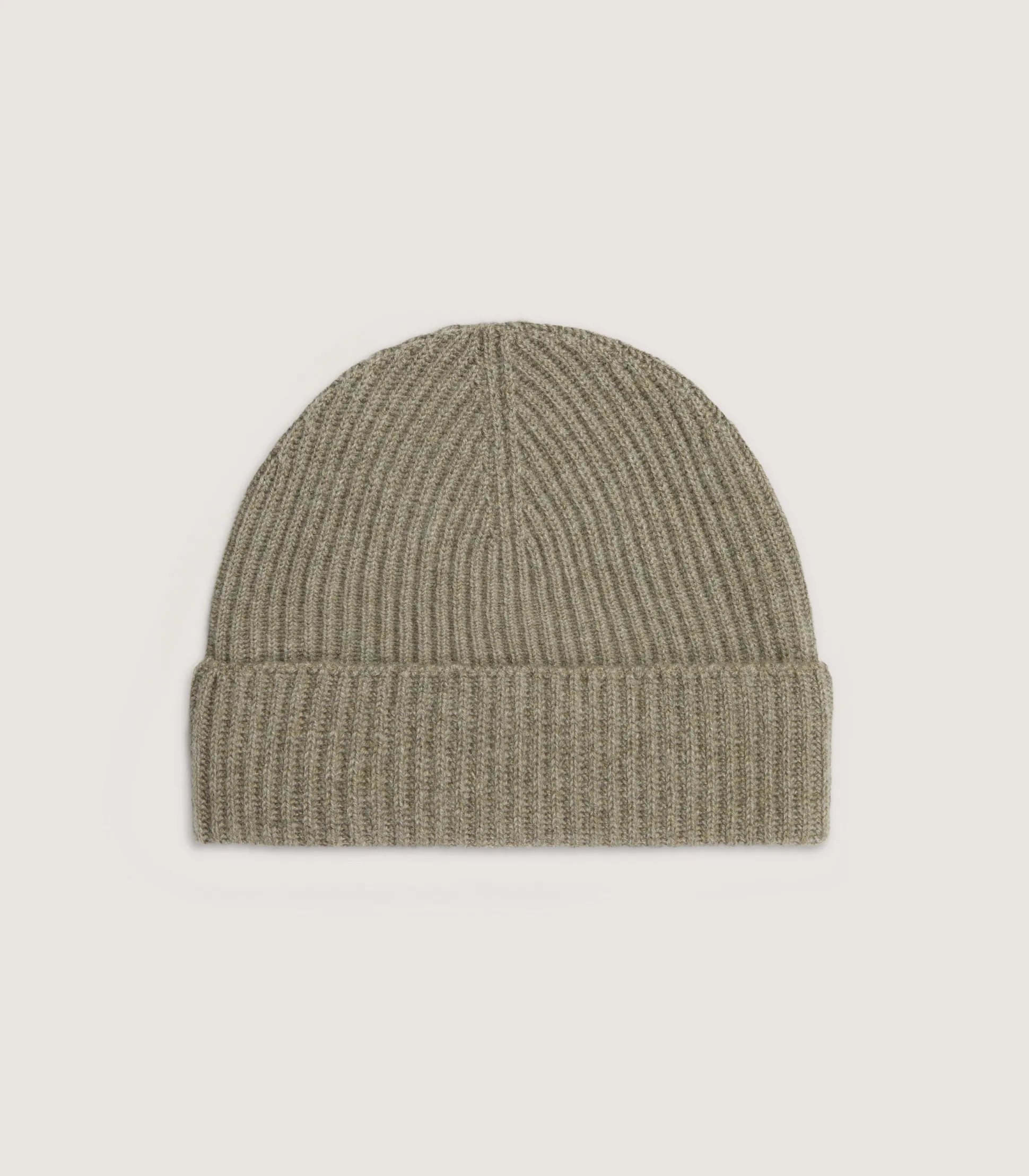 Unisex Ribbed Cashmere Beanie in Sage