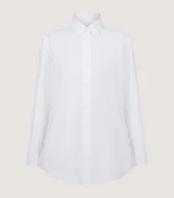 Women's Button Down Signature Cotton Twill Shirt In White