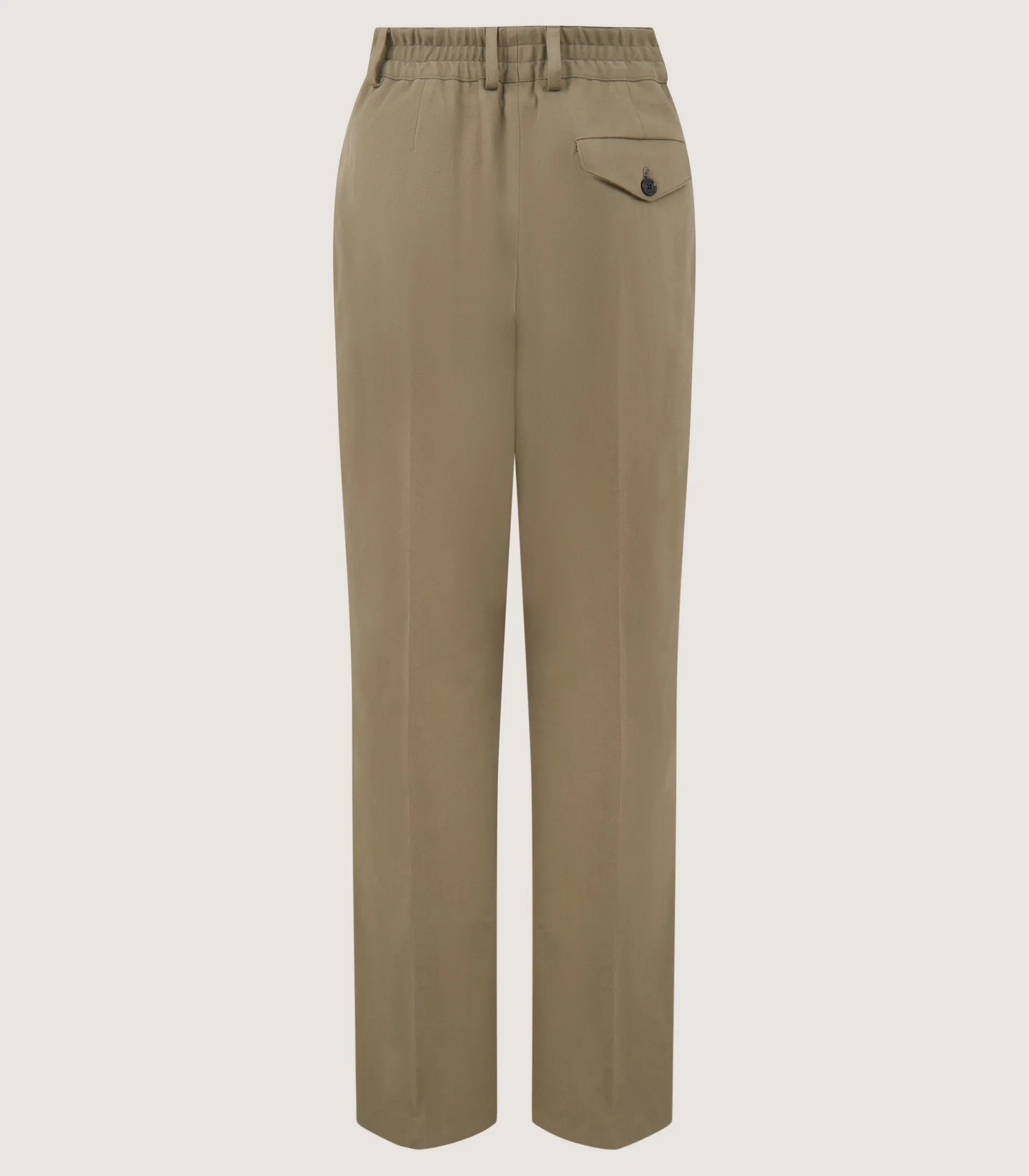 Women's Cotton Flat Front Trouser in Dark Olive