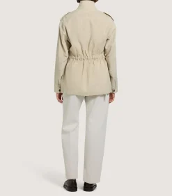 Women's Cotton Linen Field Jacket in Pale Stone