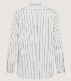 Women's Cotton Silk Stripe Shirt in Pale Stone