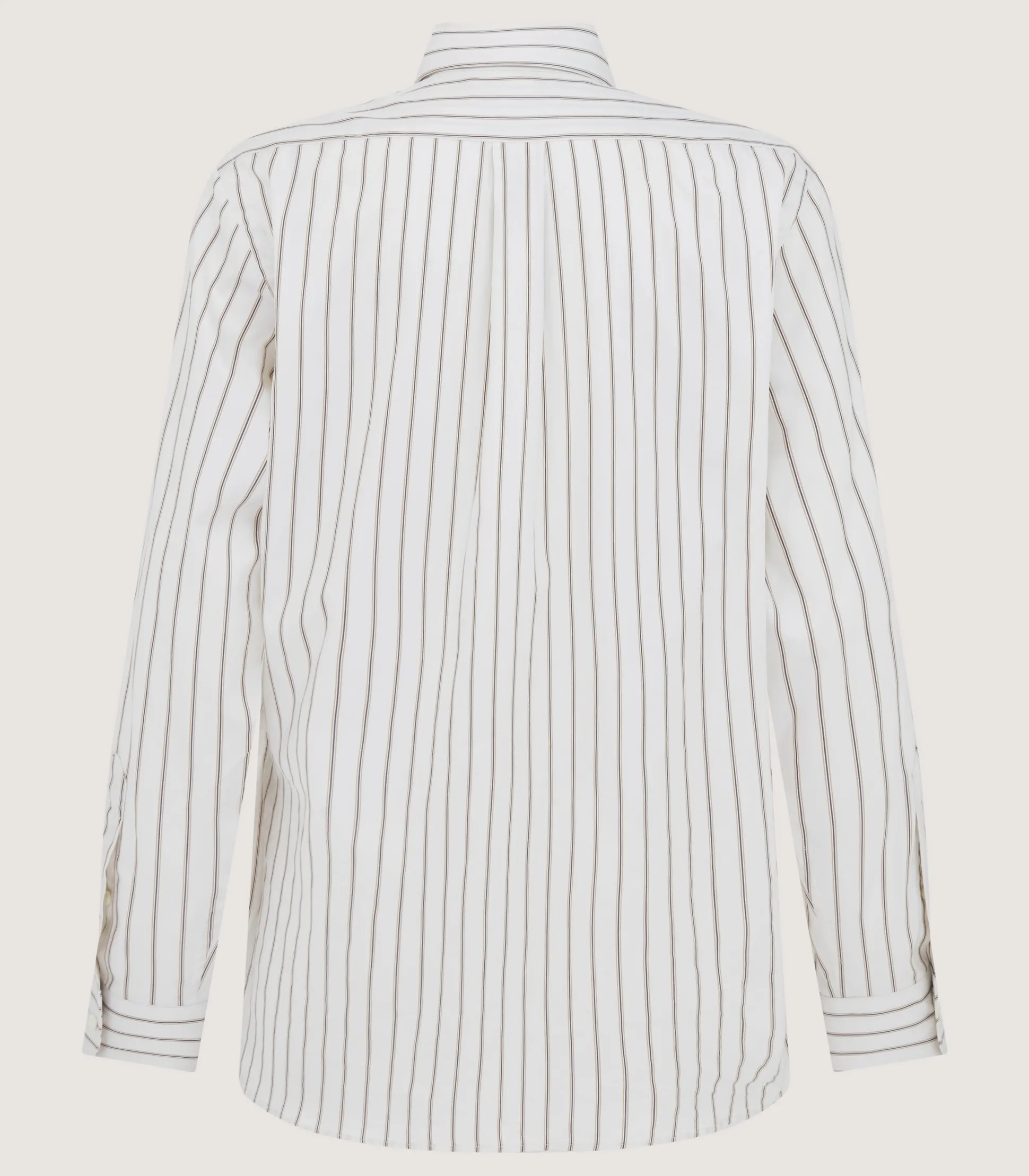Women's Cotton Silk Stripe Shirt in Pale Stone