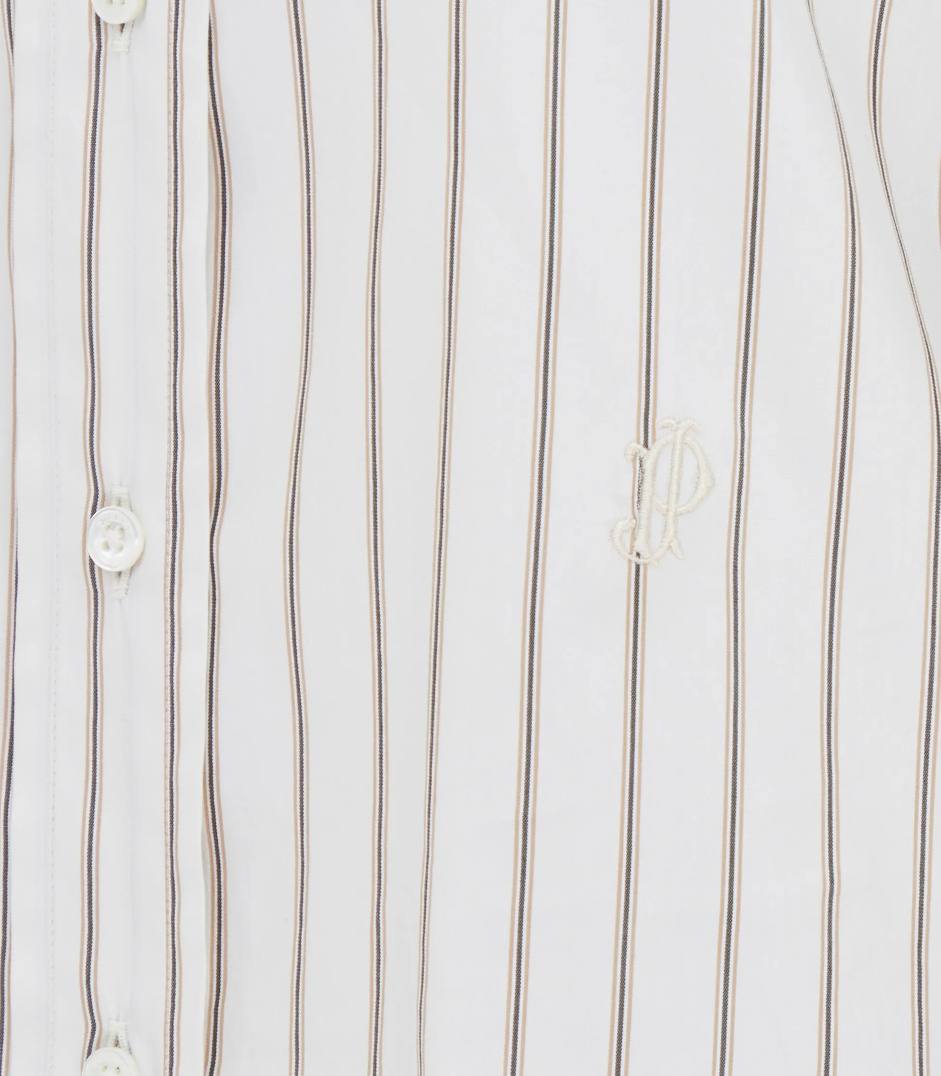 Women's Cotton Silk Stripe Shirt in Pale Stone