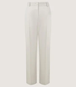 Women's Cotton Wool Flat Front Trouser in Pale Stone