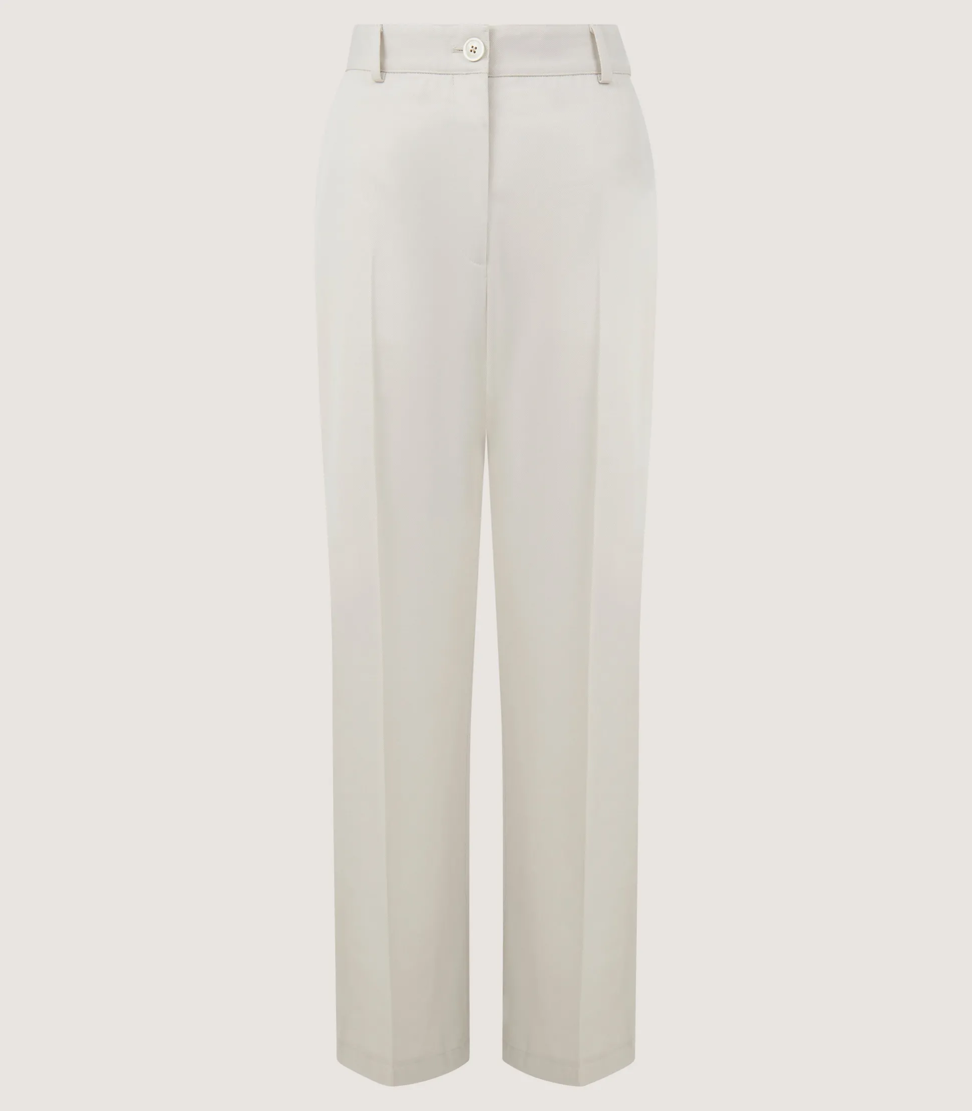 Women's Cotton Wool Flat Front Trouser in Pale Stone