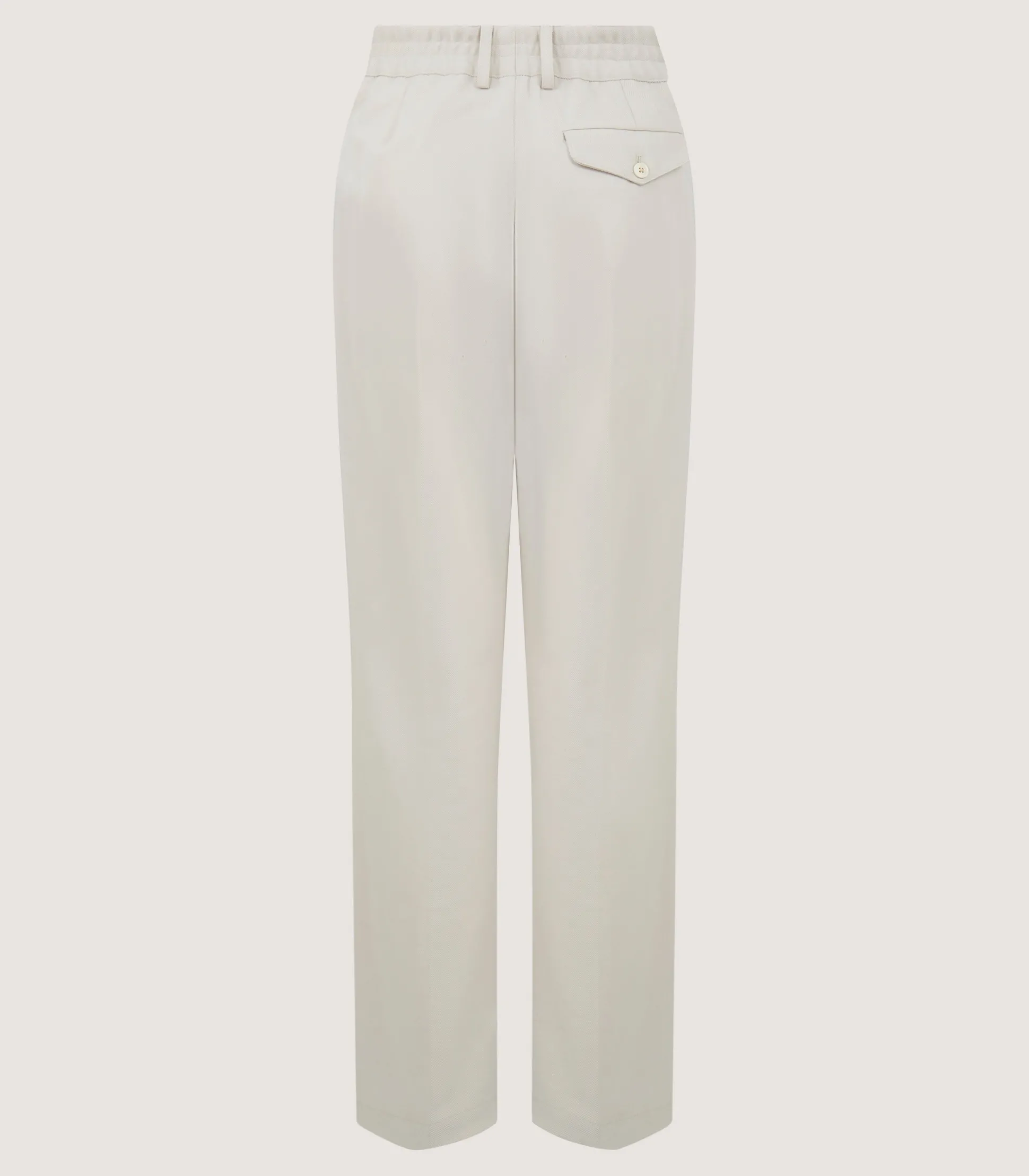 Women's Cotton Wool Flat Front Trouser in Pale Stone