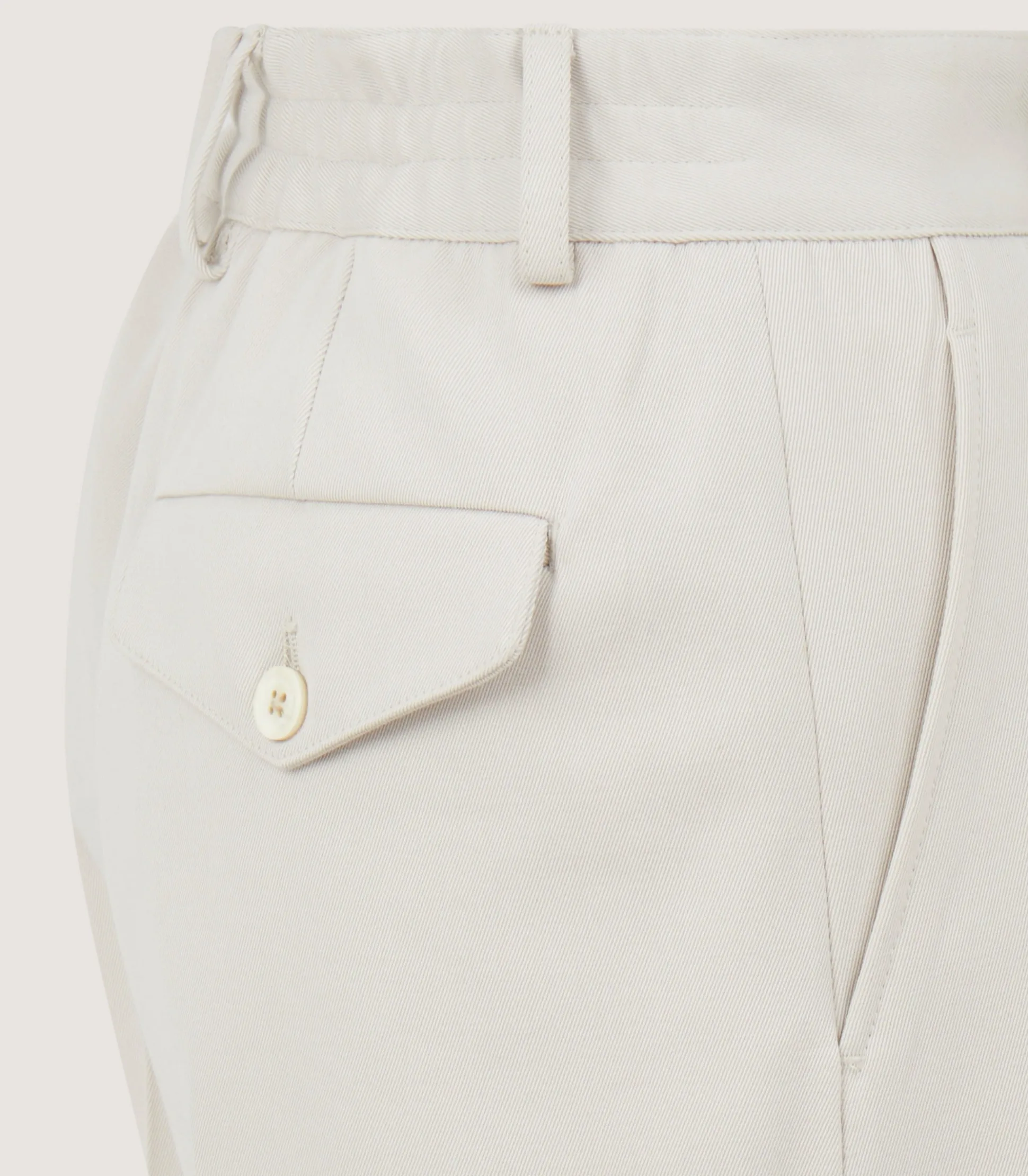 Women's Cotton Wool Flat Front Trouser in Pale Stone