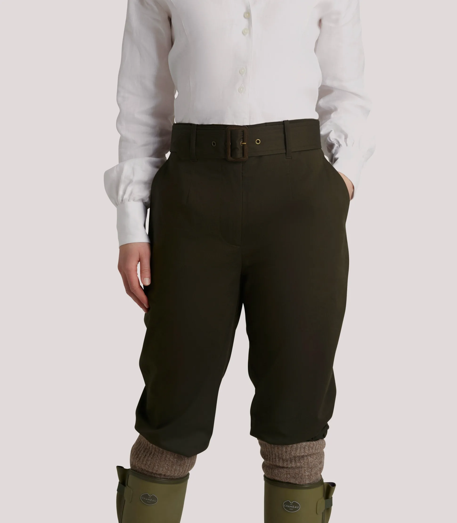 Women's High Waisted Cotton Breeks In Dark Green