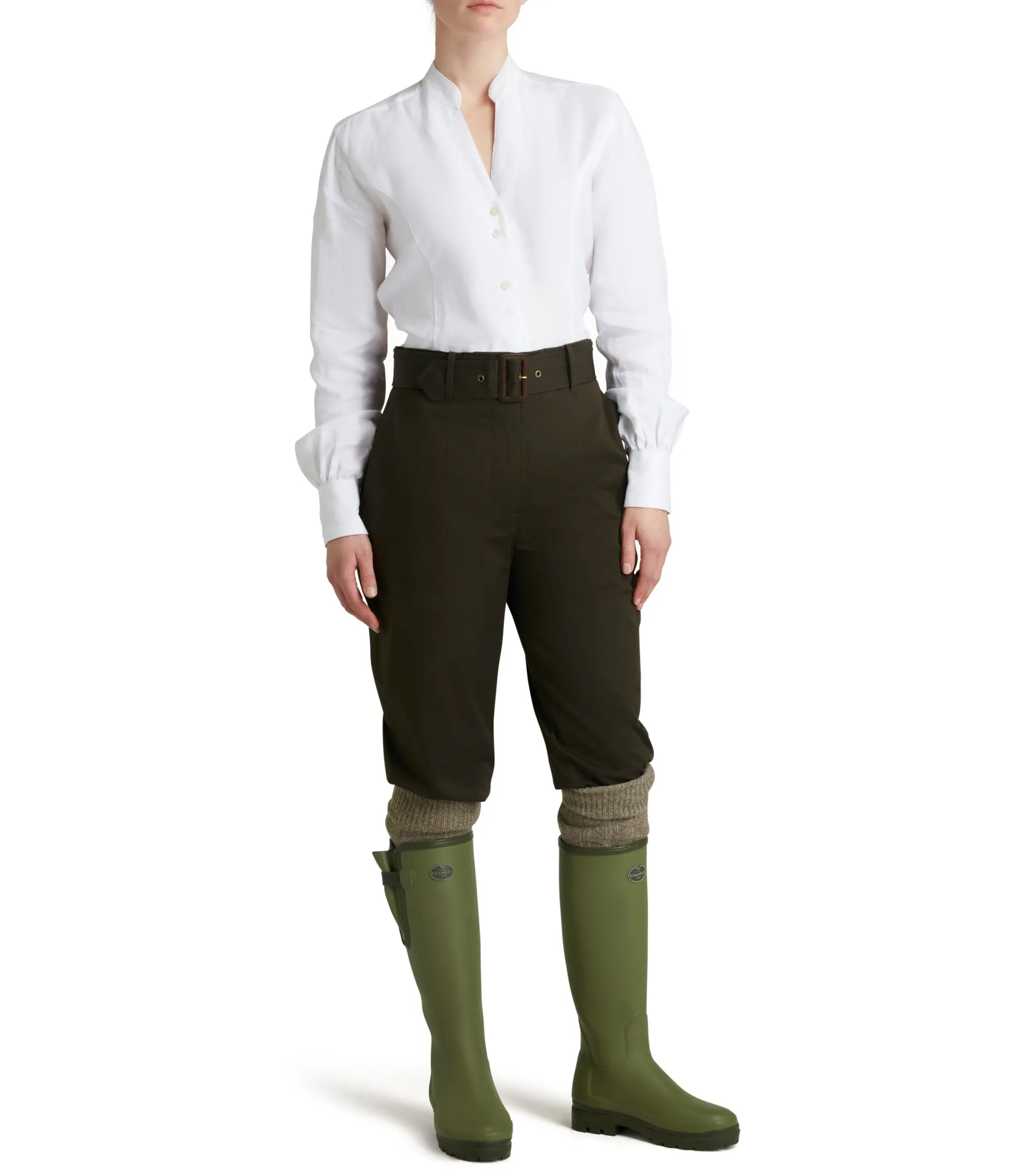 Women's High Waisted Cotton Breeks In Dark Green