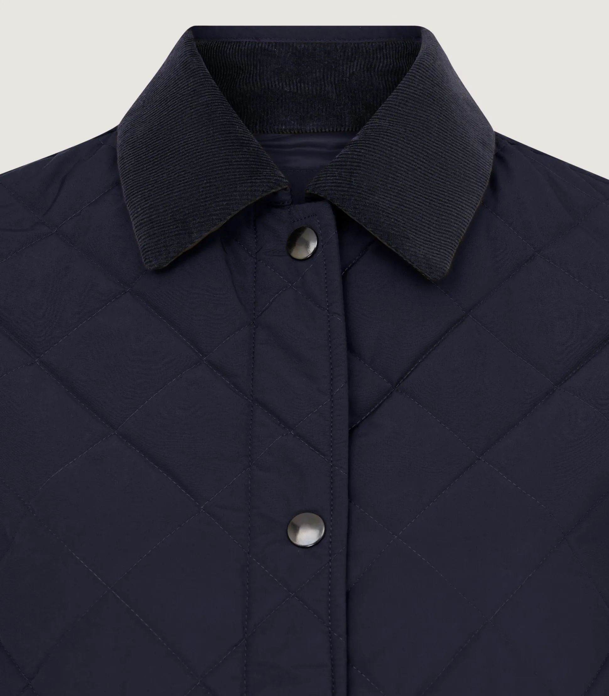 Women's Long Quilted Purdey Jacket in Navy