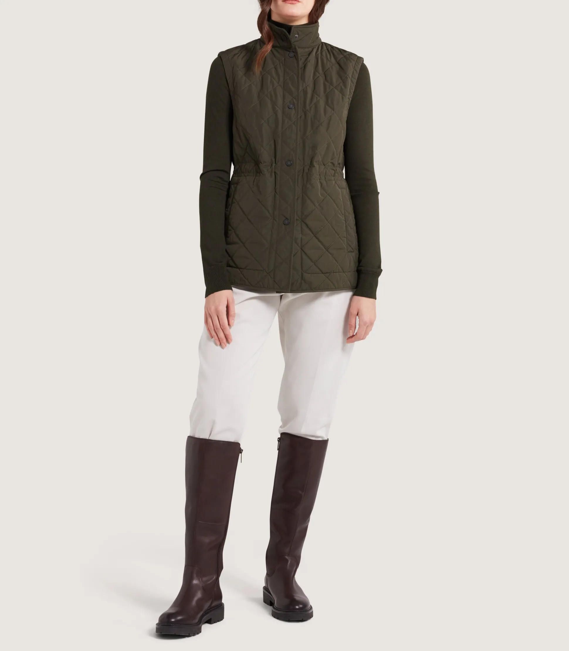 Women's Quilted Purdey Gilet in Dark Olive