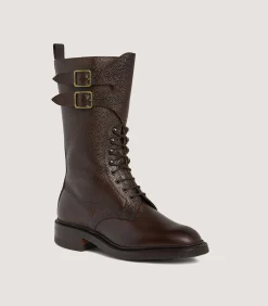 Women's Ridgeway Grain Leather Twin Strap Boot In Dark Brown