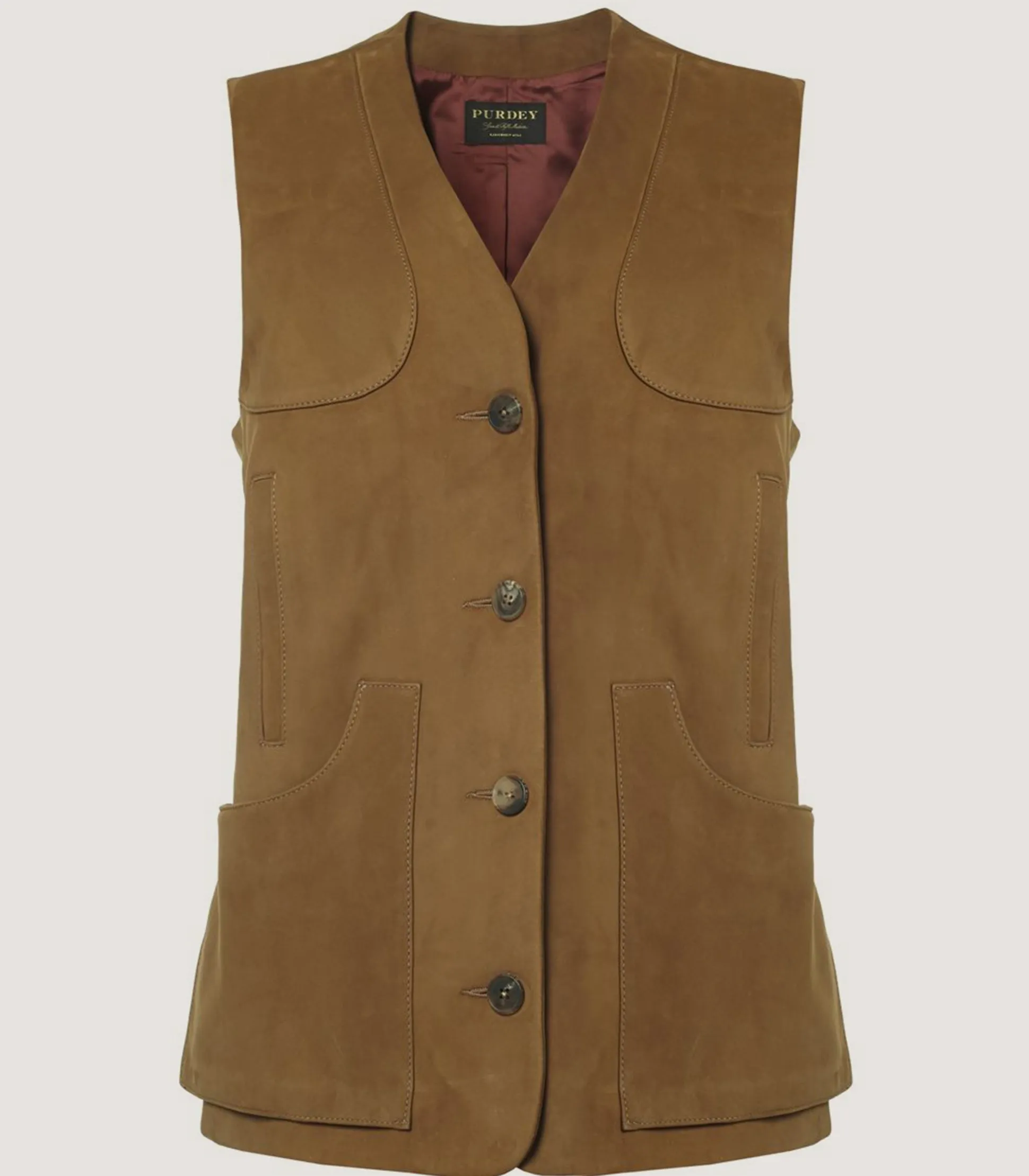 Women's Suede Sporting Vest In Tan
