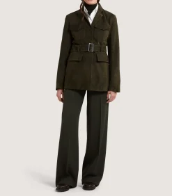 Women's Suede Wilton Jacket in Dark Olive