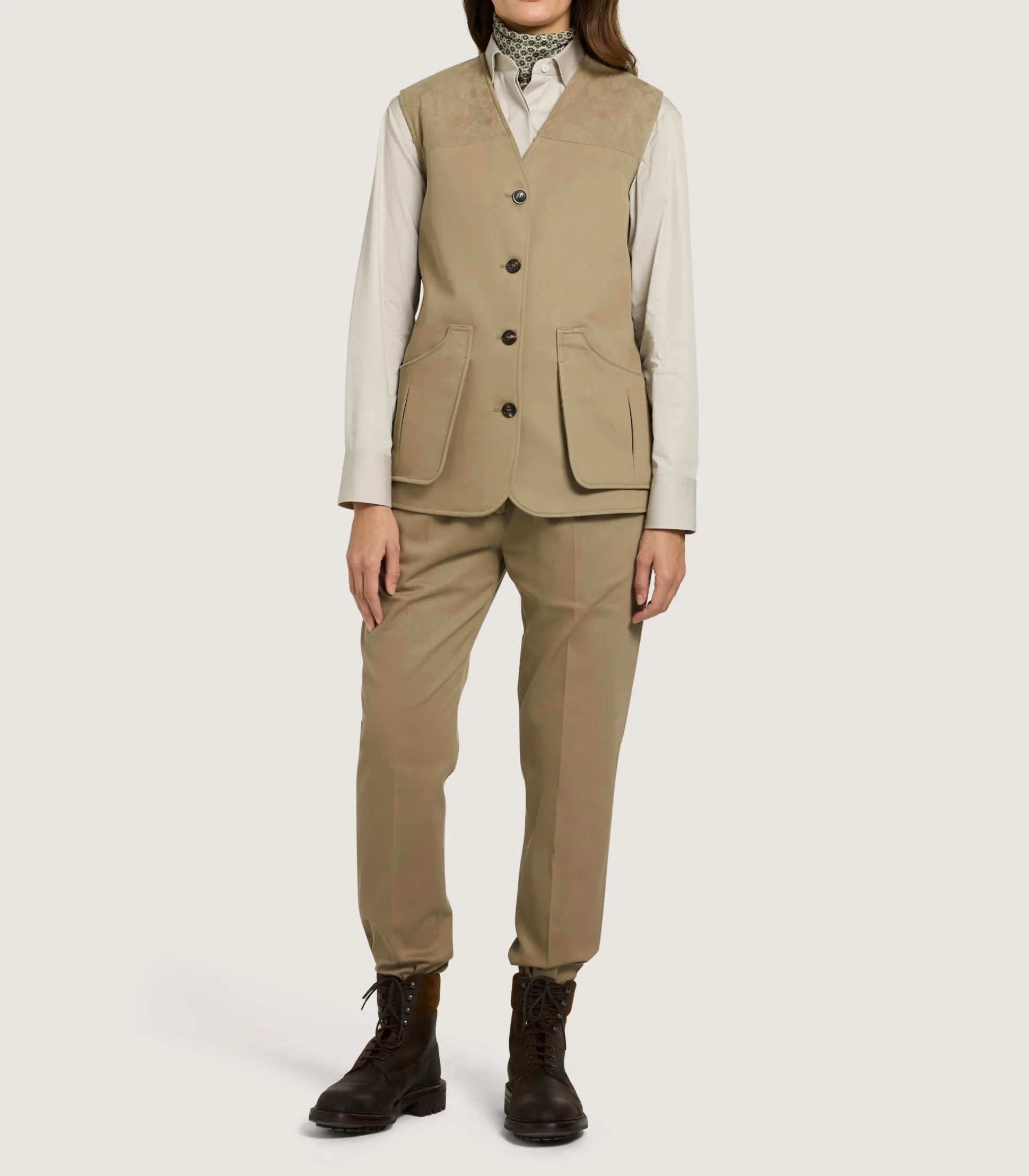 Women's Summer Cotton Sporting Vest In Dark Taupe