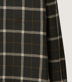 Women's Tartan Button Down Shirt in Dark Olive